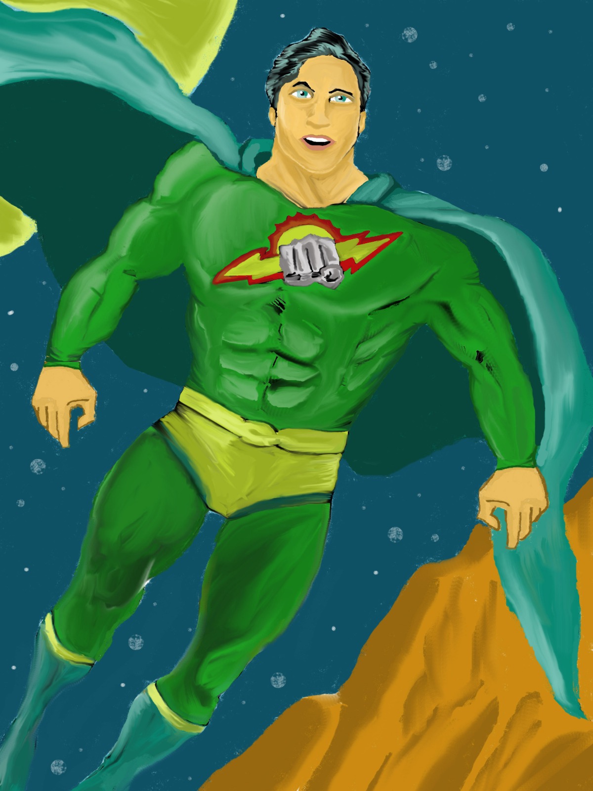 Personaje de cómic original de JL Comics volando